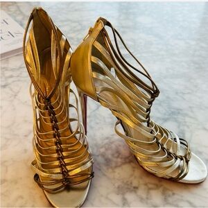 Christian Louboutin Authentic Gold Strappy Heels